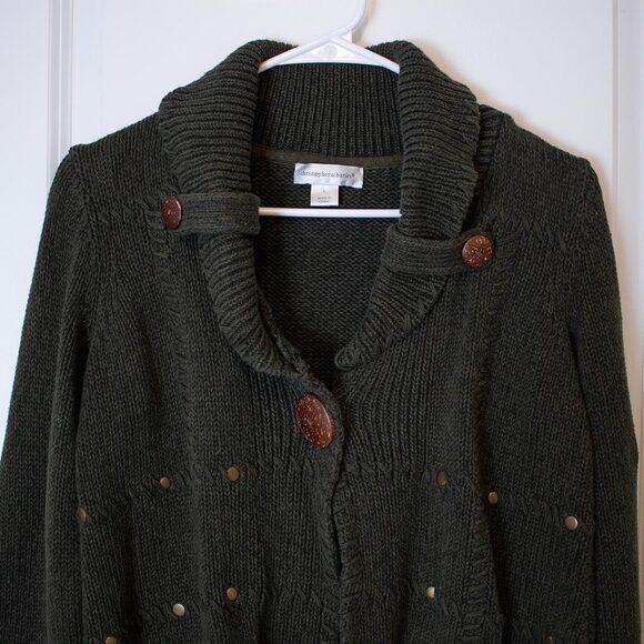 Lagenlook Knit Cardigan Grommet Detail Cottagecore Sweater | Soft Autumn - Picture 2 of 9